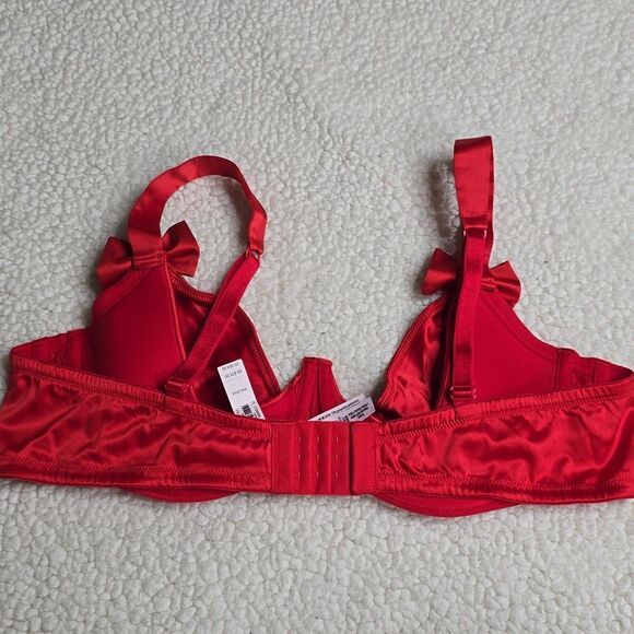 1091 NWT Victoria's Secret Wicked Twinkle Bows Satin Open-Cup Balconette Bra XXL - Picture 3 of 6